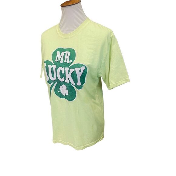 Shamrock Mr. Lucky Bright Yellow/Green Graphic T-Shirt Size XX-Large(18 Youth) - Picture 5 of 7